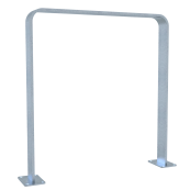 Lean-on hoop made of flat bar steel | bent, 80 x 12 mm | in curved design | without cross bar | total width: 750 mm | hot-dip galvanized
